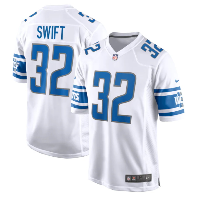 mens nike dandre swift white detroit lions game jersey